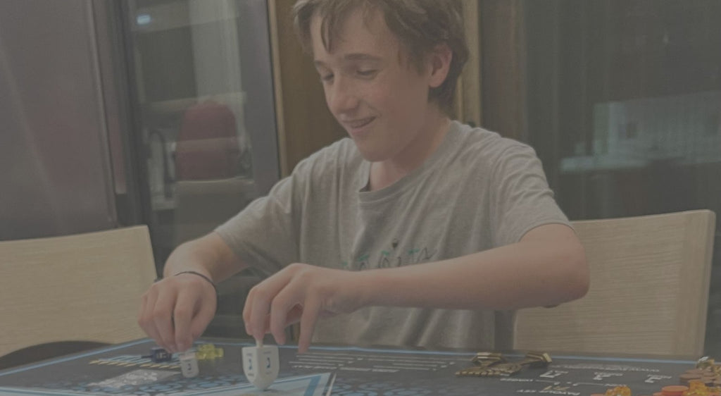 child playing dreidel game